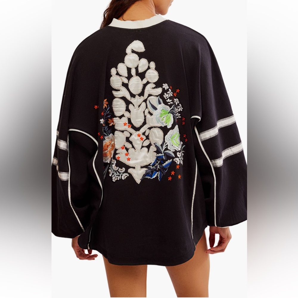 FP Movement by Free People Rugby Ready Logo Layer Top in Piano Floral Sz M L NWT